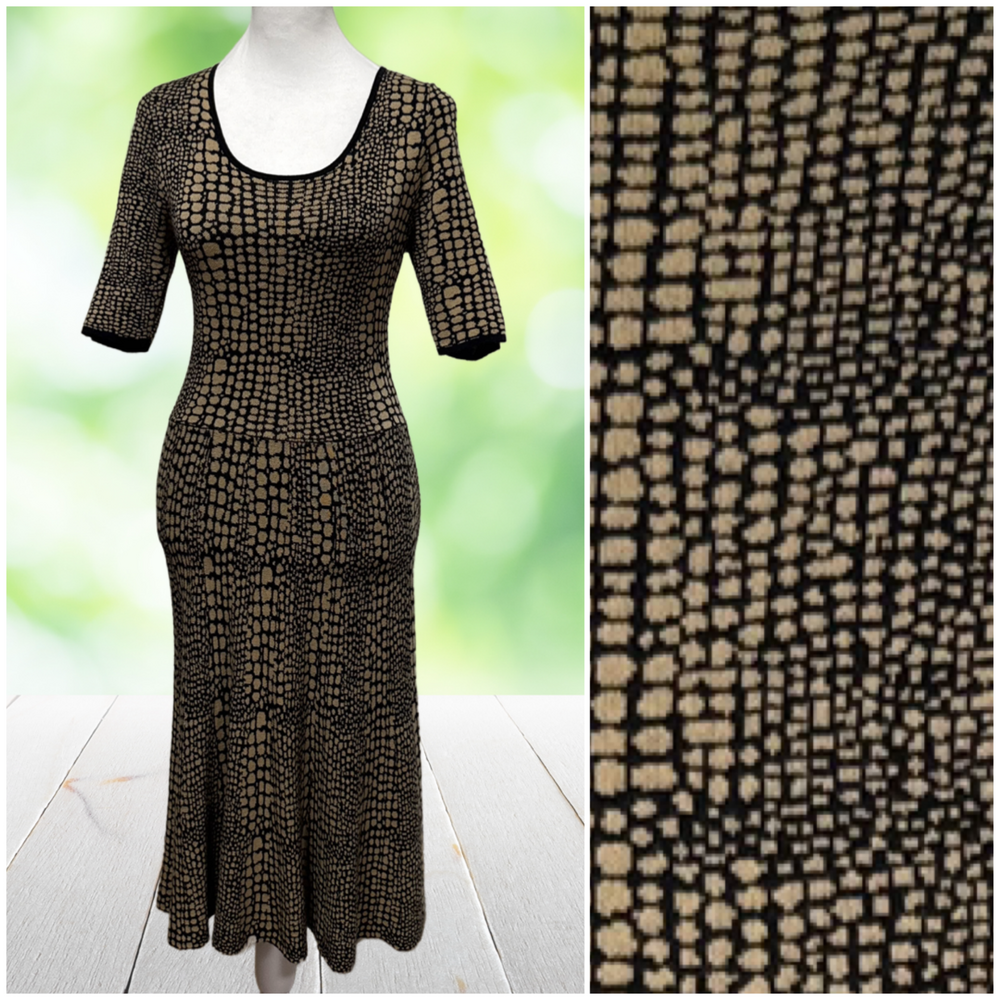 LUXE CARMEN MARC VALVO Sweater Dress Animal Print Fit Flare Stretch Size M